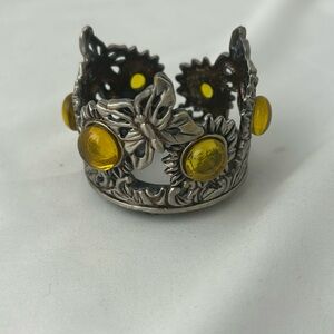 Vintage Rare Modern Mid-Century butterfly with yellow crystals around EUC